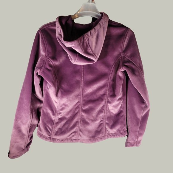 Columbia Womens Jacket  Size Large  Purple Velour  Full Zip  Long Sleeve Hooded - Picture 2 of 5